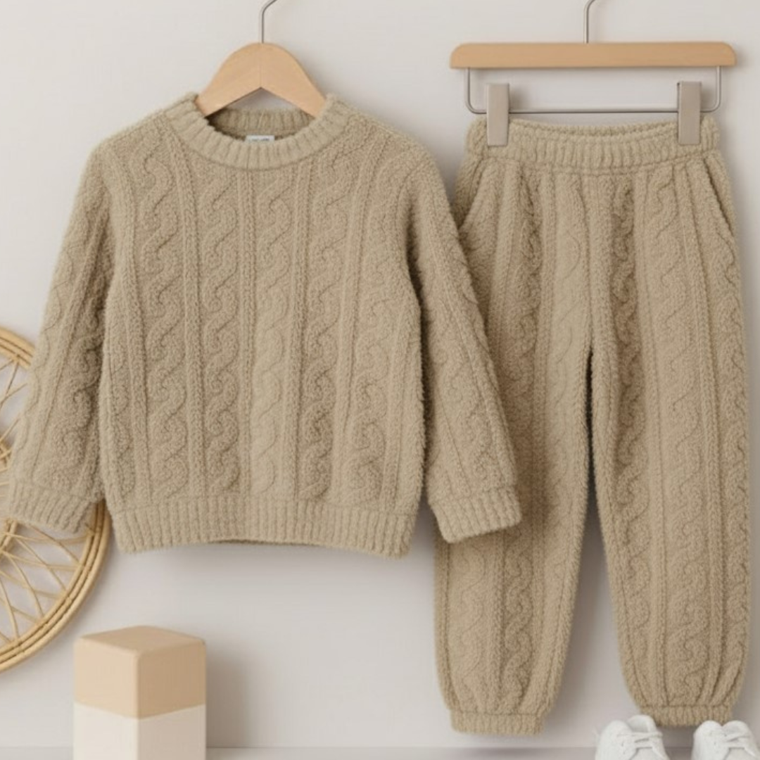Women's Cozy Fleece Pajama Set - O-Neck Long Sleeve Winter Loungewear (2-Piece)