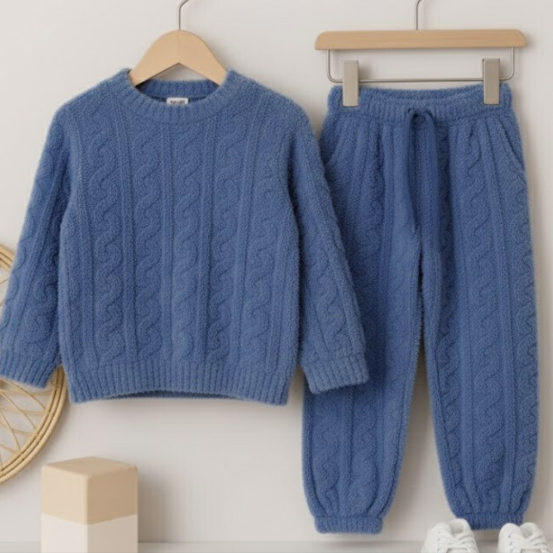 Women's Cozy Fleece Pajama Set - O-Neck Long Sleeve Winter Loungewear (2-Piece)