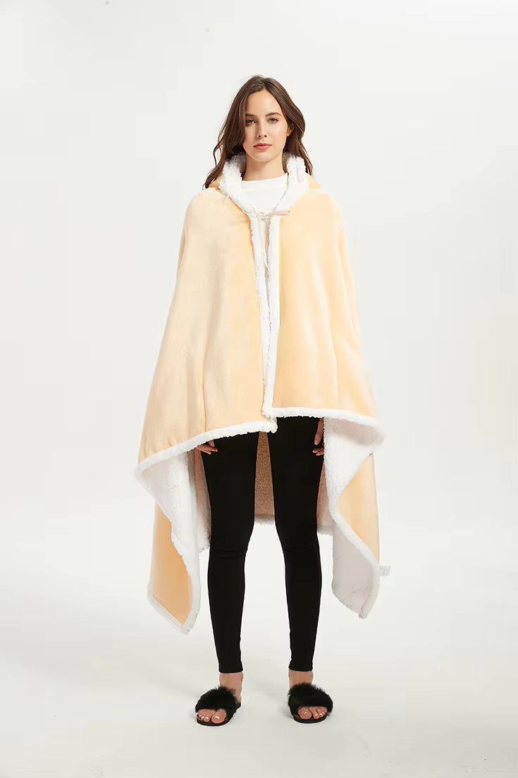 Shawl Blanket Wearable Fleece Plush Warm