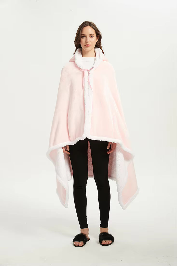Shawl Blanket Wearable Fleece Plush Warm